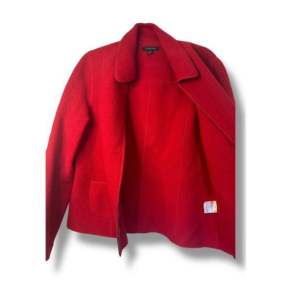 Lands’ End Women’s Red Wool Zip Up Jacket Size 12 Full Zip Collared Coat Classic - Picture 6 of 7